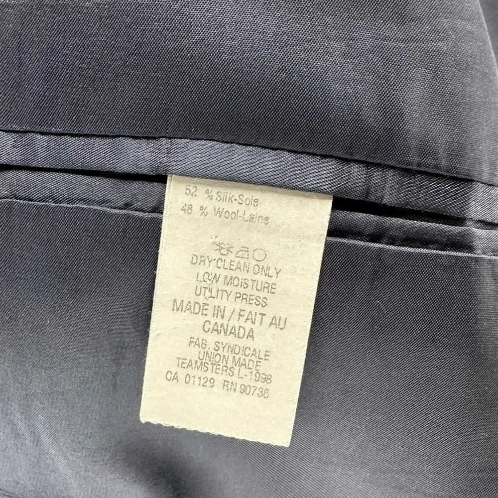 Lauren Ralph Lauren Mens Blazer Blue Herringbone‎ Silk Wool 46R Sport Coat